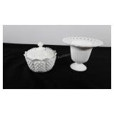 Milk glass, includes Fenton hobnail covered candy