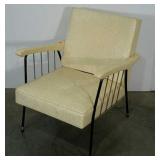 Mid-century arm chair, vinyl, gold metallic