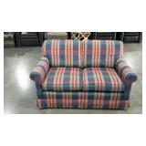 Plaid love seat, Michael Thomas, seller code EL