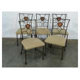 Five dining chairs, metal base, upholstery needs