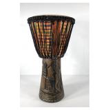 African carved drum, 13" across x 25" tall, some