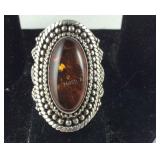 Size 6.25 Sterling silver amber ring