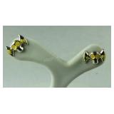 Sterling silver yellow enameled earrings