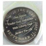 One Troy ounce fine solver coin, 911 memorial
