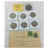 Six Kennedy halves, 1976 bicentennial and 1998-P