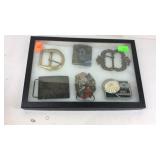Display with 6 belt buckles