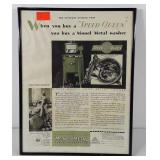 Advertising, framed "Speed Queen" metal washer