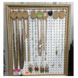 Framed jewelry display with jewelry 28in x23in