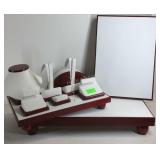 Red and white jewelry display group