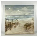 Beach scene decor stretched canvas wall hanging,