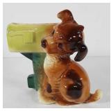 Ceramic dog and mailbox planter, 7"