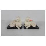 Cat bookends with marble bases