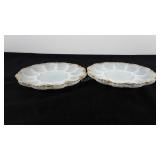 Two milk glass deviled egg plates, 10"