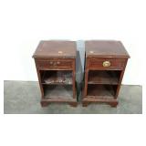 Two end tables, need a good wipe down, mismatched