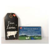 Wall art, painted glass verse wall hanging, 14x8