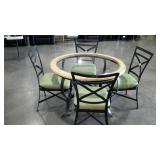Dining set, 5 piece, glass topped table 46"