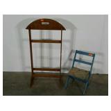 Rustic valet stand and child