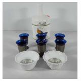 Glassware, includes two milk glass bowls with