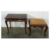 Queen Anne style table and Bombay Company stool,