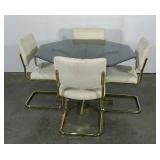 Smoked glass dining table with 4 cantilevered