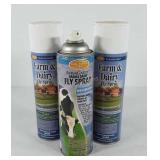 Three cans of Farmgard Farm & Dairy fly spray