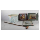 Decor, floral painting on board, framed print,