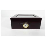 Small wooden humidor with glass top, 4" x 9" x