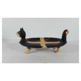 Wooden cat tray, 14", one ear is chipped, see