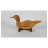 Wooden decoy duck with wooden stand, unfinished,