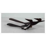 Two rosewood Road runner statues, 12" and 16.5",