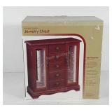 Jewelry chest with walnut finish, new in box,