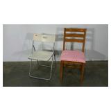 Two chairs, folding and dining, seller code EL