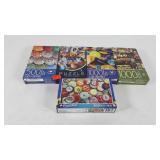 Five puzzles, 500-1000 pieces, all unopened
