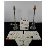 Home decor group, includes two glass lamp bases