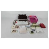 Vanity/bathroom supplies, includes mirrored tray,