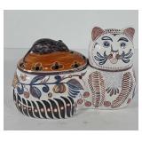 Ceramic cat and Mouse cookie jar, made in