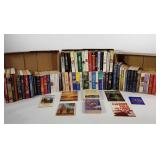 Large group of books, mostly romance novels,