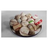 Popcorn holiday tin full of baseballs