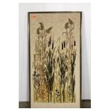 Large vintage crewel needlework, measures 25x47,