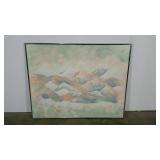 Pastel textural painting on canvas, mountain