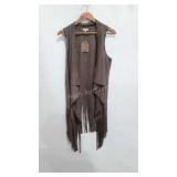 Kori poly blend fringed vest, size large with