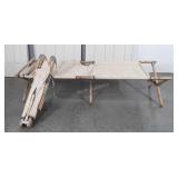 Two Folding Camping Cots, one is missing the end