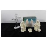 Religious group, includes lead crystal cross