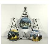 Tee pee shaped wall hanger with display plates