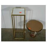 Two small gold tone stands, tallest measures 24"