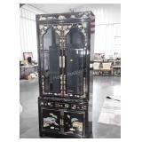 Asian Themed 2pc China Hutch, top with double