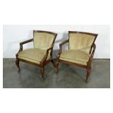 Pair of upholstered arm chairs, need work, great
