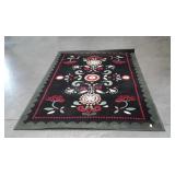 Area Scatter Rug, black Green with floral,