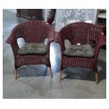 Pair of Wicker Sunroom Chairs, removable seat