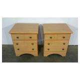 Pair of nightstands, Higdon, veneer damage on